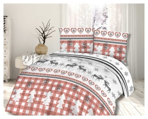Pościel flanelowa świąteczna 160x200 w renifery