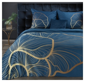 Pościel hiszpańska bawełniana granatowo złota 160x200 Premium
