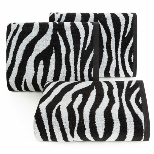 Ręcznik 50x90 Zebra czarno biały żakaradowy 