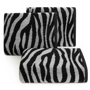 Ręcznik 50x90 Zebra czarno stalowy żakaradowy 