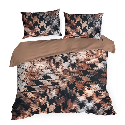 Pościel z naturalnej tkaniny Tencel brązowo czarna 220x200 Premium Eurofirany