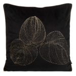 Poszewka LC velvet czarna 45x45 Victoria złoty liść