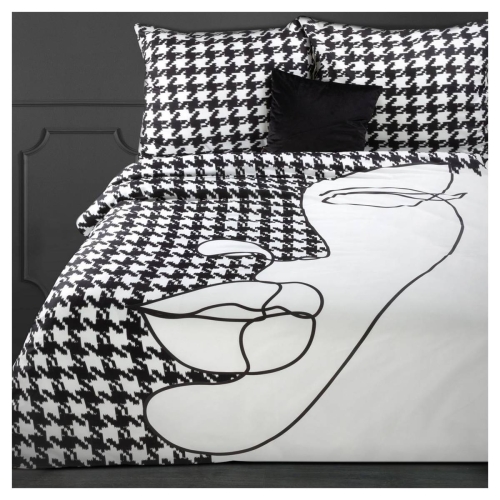 Pościel hiszpańska bawełniana  czarno biała 160x200 Premium