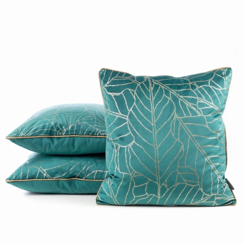 Poszewka LC velvet 45x45 Lili ciemno turkusowo złota