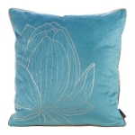 Poszewka LC velvet 45x45 Lotos Kwiat niebiesko złota