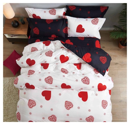 Komplet pościeli dwustronnej 200x220 w serca