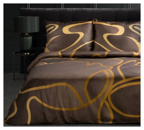 Pościel Alisma Tencel brązowo złota 160x200 Premium Eurofirany