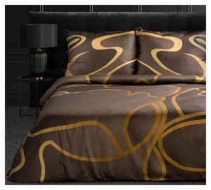 Pościel Alisma Tencel brązowo złota 220x200 Premium Eurofirany