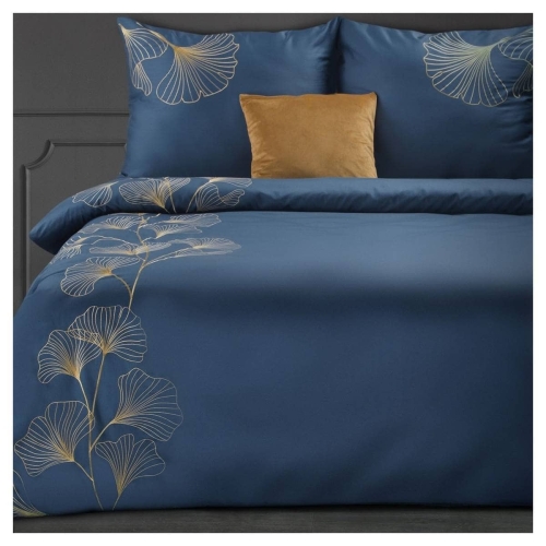 Premium pościel haftowana 220x200 granatowo złota