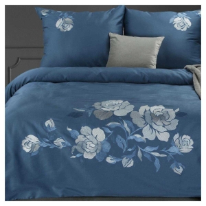 Premium pościel haftowana 160x200 granatowo srebrnej