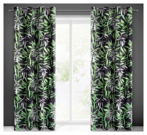 Zasłona Zoja 140x250 czarno zielona przelotki