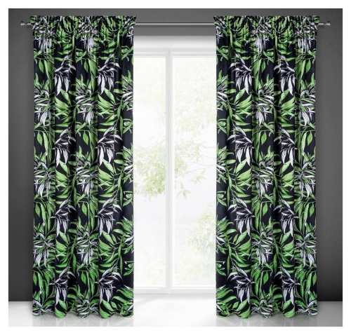Zasłona Zoja 140x270 czarno zielona taśma
