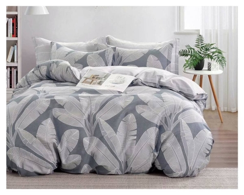 Komplet pościeli dwustronnej popielatej 200x220 w liście