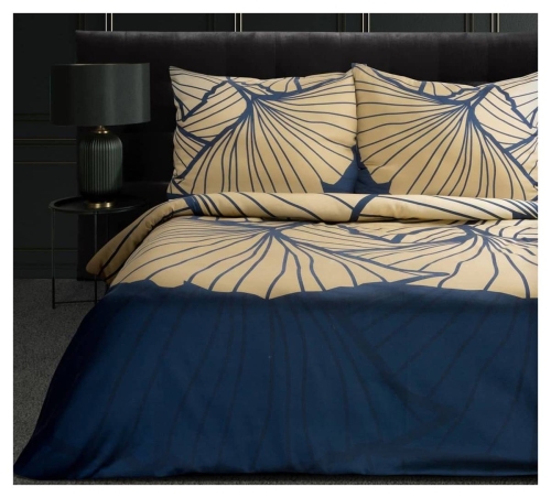 Pościel Musa Tencel granatowo beżowa 160x200 Premium Eurofirany