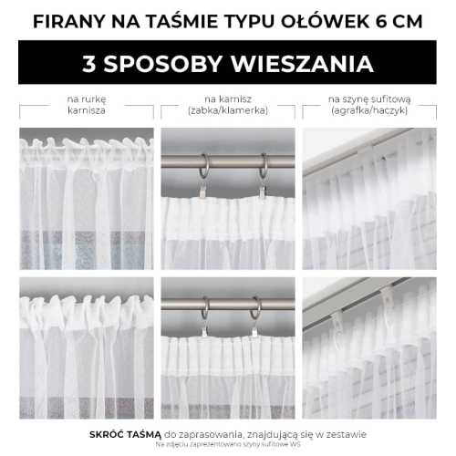 Firanka konfekcjonowana Zoja 160x400 biała