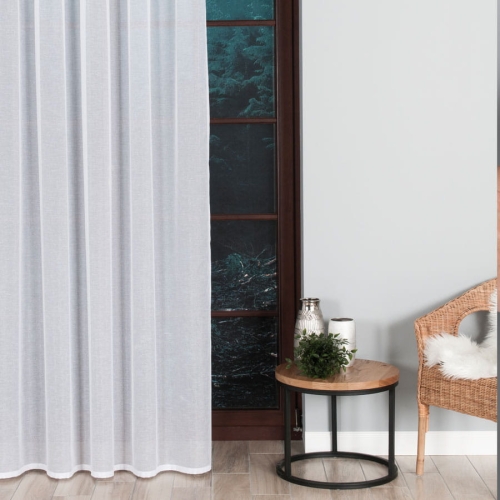 Firana gotowa Demeter 300x270 biała błyszcząca na taśmie