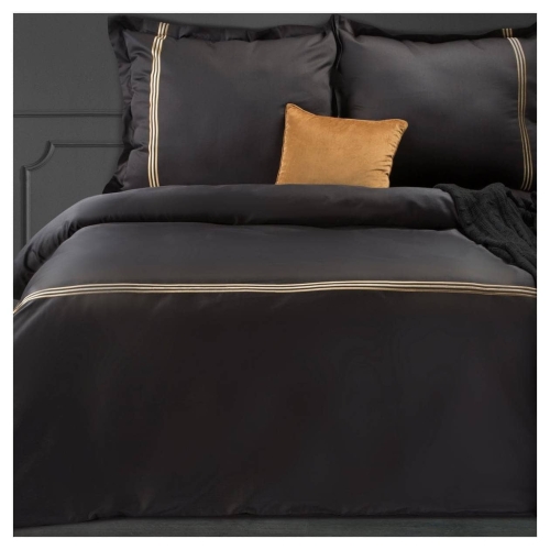 Premium pościel haftowana 220x200 czarno złota