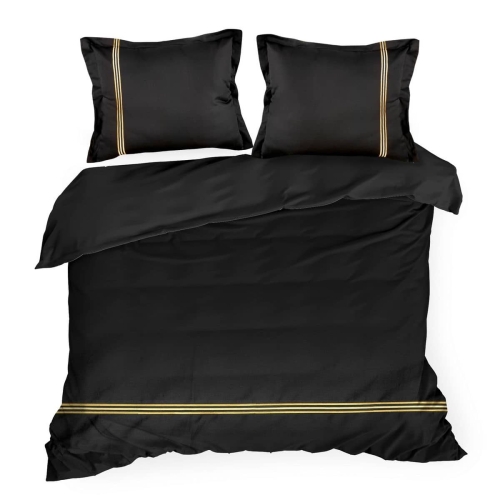 Premium pościel haftowana 220x200 czarno złota