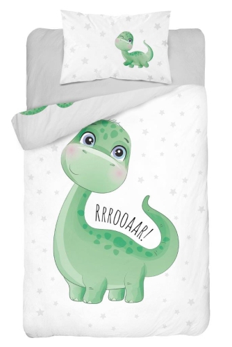 Komplet pościeli bawełnianej do łóżeczka 100x135 Dinozaur