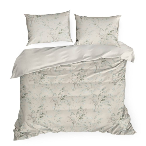 Ekskluzywna pościel Terra Collection kremowa w listki 160x200 Montenegro