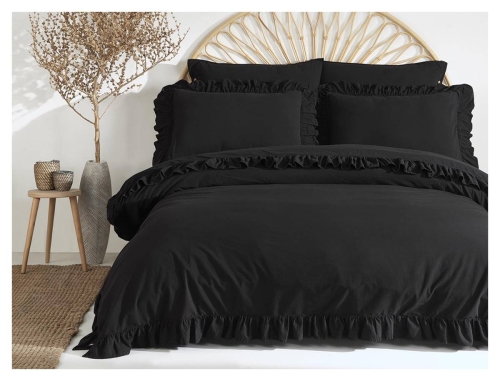 Pościel bawełniana 160x200 Black Stonewashed