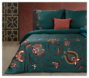 Ekskluzywna pościel Terra Collection zielono pomarańczowa 220x200 Morocco