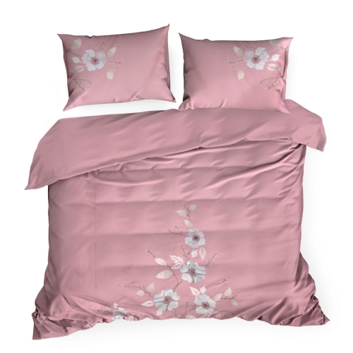 Premium pościel haftowana 220x200 pudrowo srebrna