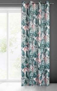 Zasłona Madera 140x250 biało zielona przelotki