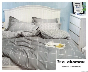 Komplet pościeli dwustronnej 200x220 w biało szarą krate
