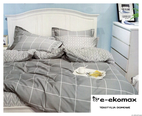 Komplet pościeli dwustronnej 200x220 w biało szarą krate