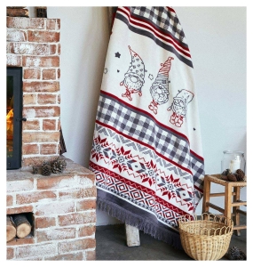 Koc świąteczny 150x200 skrzaty