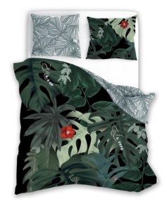 Pościel bawełniana zielona Trendy 160x200 liście monstery
