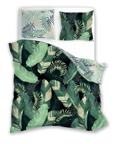 Pościel bawełniana zielona Trendy 160x200 liście