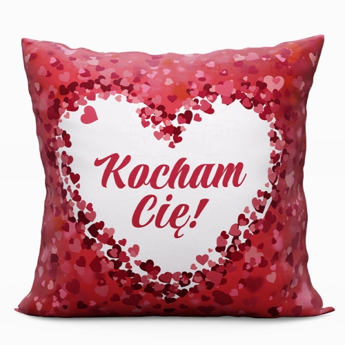 Poszewka w serduszka 40x40 Kocham Cie