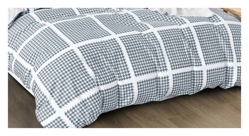 Komplet pościeli dwustronnej białej 200x220 w pepitkę