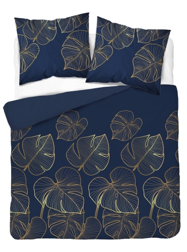Pościel satyna bawełniana Home Satin granatowa 220x200 w złote liście