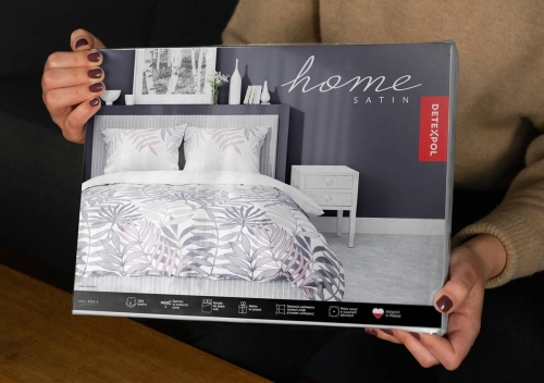 Pościel satyna bawełniana Home Satin biała 160x200 w liście