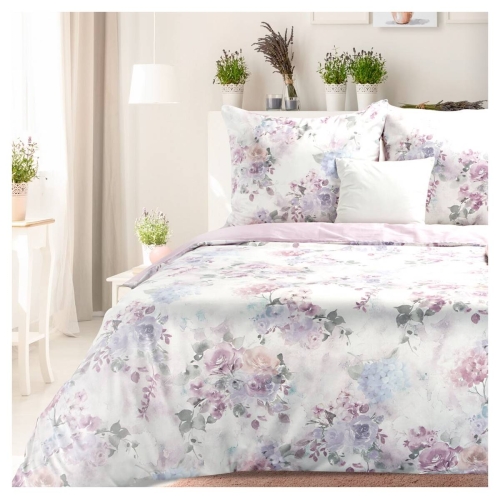 Komplet pościeli Lea 220x200 w różowo fioletowe kwiaty