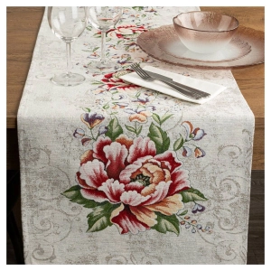 Bieżnik gobelinowy 45x140 czerwone kwiaty