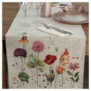 Bieżnik gobelinowy popiel 40x100 w kwiaty