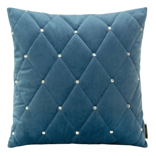 Poszewka velvet niebieska 45x45 z cyrkoniami