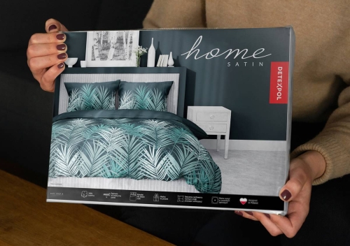 Pościel satyna bawełniana zielona Home Satin 160x200 w liście