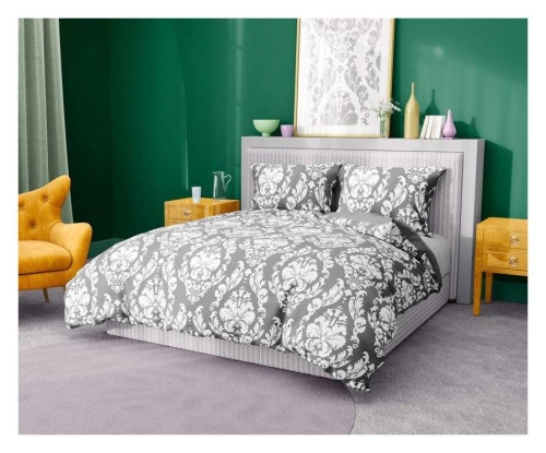 Pościel bawełniana popielato biała 220x200 Glamour Oramenty