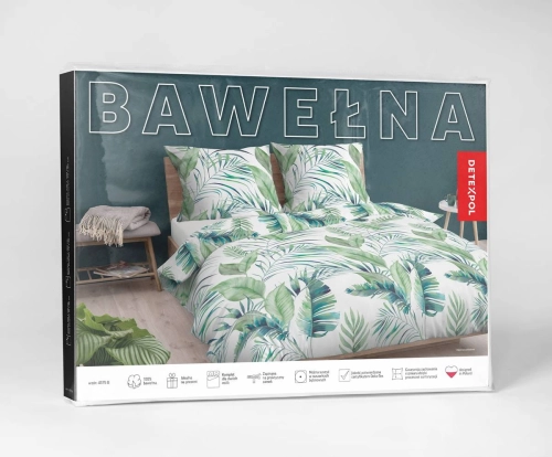 Pościel bawełniana biała 160x200 w liście