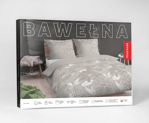 Pościel bawełniana beżowa 220x200 w kwiaty
