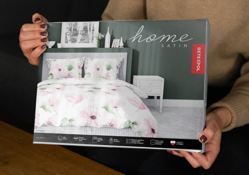 Pościel satyna bawełniana biała Home Satin 160x200 w różowe kwiaty
