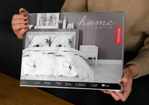 Pościel satyna bawełniana Home Satin 140x200 w monstery i różowe kwiaty