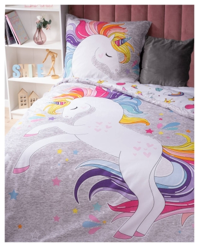 Pościel bawełniana świecąca 160x200 Unicorn