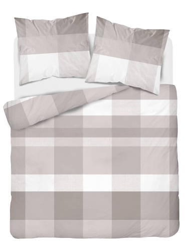 Pościel flanelowa beżowa 220x200 w kratkę