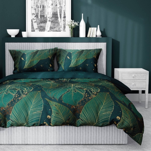 Pościel satyna bawełniana Home Satin 160x200 w złote liście